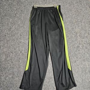 Nike Dri-Fit Pants Mens XL Black Yellow Athletic Track Wide Leg Polyester Logo